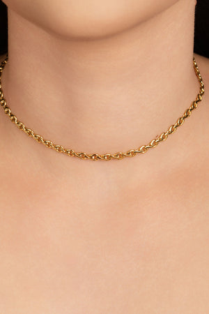 Choker Elos Torcidos 4 mm Banhado a Ouro 18K