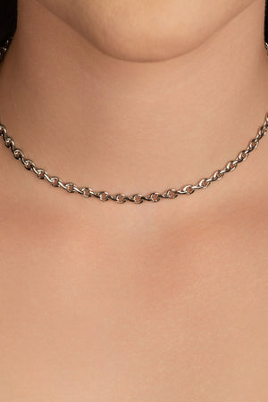 Choker Elos Torcidos 4 mm Ródio Branco