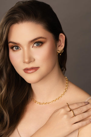 Choker Elos Ovais 6 mm Banhado a Ouro 18K