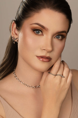 Choker Elos Ovais 6 mm Ródio Branco