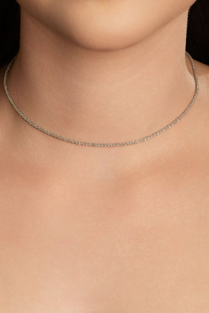 Choker Torcida Detalhada 2 mm Ródio Branco