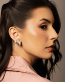 Brinco Argola Click Cravejado Cristal 1.4 cm Ródio Branco