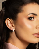 Brinco Argola Click Cravejado Cristal 1.4 cm Ródio Branco