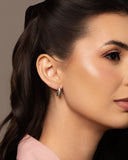 Brinco Argola Click Detalhada Cravejado Cristal 1.5 cm Ródio Branco