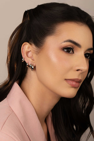 Brinco Argola Click Abaulada Lisa 1.4 cm Ródio Branco