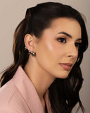 Brinco Argola Click Abaulada Lisa 1.4 cm Ródio Branco