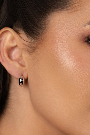 Brinco Argola Click Abaulada Lisa 1.4 cm Ródio Branco