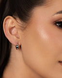 Brinco Argola Click Abaulada Lisa 1.4 cm Ródio Branco