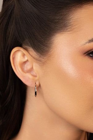 Brinco Argola Click Fio Liso 2.0 cm Ródio Branco