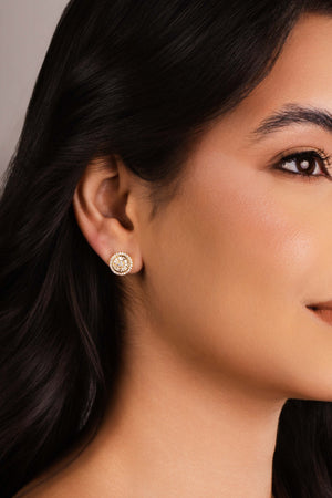 Brinco Redondo Baguetes Cravejado Cristal 1.1 cm Banhado a Ouro 18K