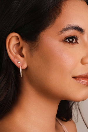 Brinco Argola Coração Cravejado Cristal 2.2 cm Banhado a Ouro 18K