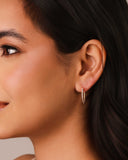 Brinco Argola Coração Cravejado Cristal 2.2 cm Banhado a Ouro 18K