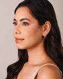 Brinco Argola Coração Cravejado Cristal 1.6 cm Ródio Branco