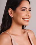 Brinco Argola Click Flor Cravejada Cristal 1.4 cm Banhado a Ouro 18K