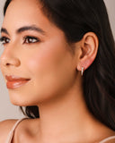 Brinco Argola Click Flor Cravejada Cristal 1.4 cm Banhado a Ouro 18K