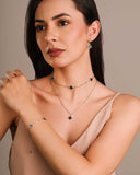 Choker Elos Trevos Tom Onix 1.0 cm Ródio Branco