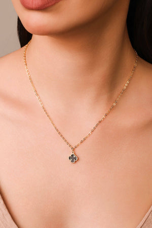 Gargantilha Elos Trevo Tom Onix Banhado a Ouro 18K - 40 cm