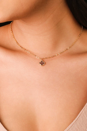 Gargantilha Elos Trevo Tom Rubi Banhado a Ouro 18K - 40 cm