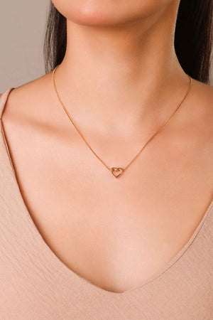 Gargantilha Veneziana Coração Vazado 1.0 cm Banhado a Ouro 18K - 45 cm