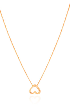 Gargantilha Veneziana Coração Vazado 1.0 cm Banhado a Ouro 18K - 45 cm