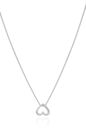 Gargantilha Veneziana Coração Vazado 1.0 cm Ródio Branco - 45 cm