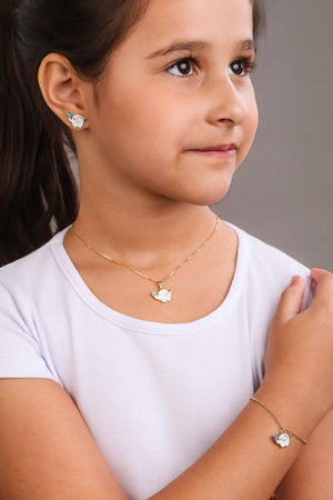 Brinco Infantil Elefante 1.0 cm Banhado a Ouro 18K