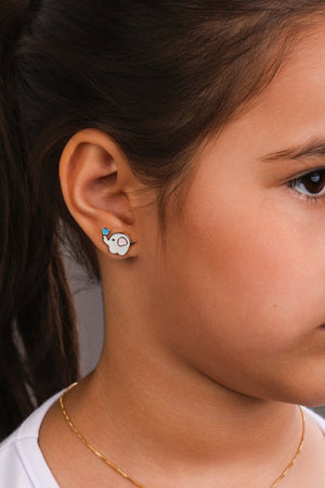 Brinco Infantil Elefante 1.0 cm Banhado a Ouro 18K