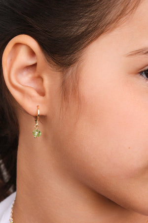 Brinco Infantil Argola Ponto de Luz Light Green 2.3 cm Banhado a Ouro 18K