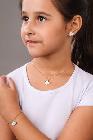 Pulseira Infantil Elos Elefante 1.0 cm Banhado a Ouro 18K