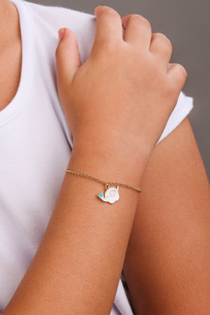 Pulseira Infantil Elos Elefante 1.0 cm Banhado a Ouro 18K