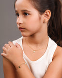 Pulseira Infantil Elos Corações Lisos Banhado a Ouro 18K