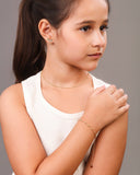 Pulseira Infantil Elos Bolinhas 2.5 mm Banhado a Ouro 18K