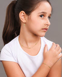 Gargantilha Infantil Elos Cristais Light Green 4 mm Banhado a Ouro 18K - 35 cm