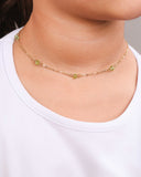 Gargantilha Infantil Elos Cristais Light Green 4 mm Banhado a Ouro 18K - 35 cm