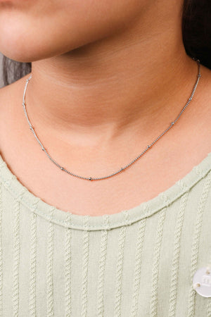 Gargantilha Infantil Grumet Bolinhas 2 mm Ródio Branco - 32 cm