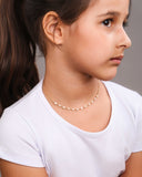 Gargantilha Infantil Corações Pérolas Banhado a Ouro 18K - 35 cm