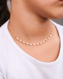 Gargantilha Infantil Corações Pérolas Banhado a Ouro 18K - 35 cm