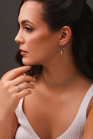 Anel Ajustável Ondas Lisas Tamanho G Ródio Branco