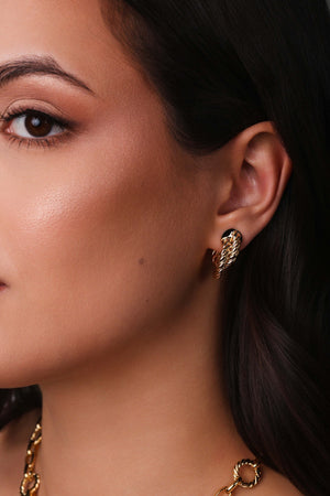 Brinco Argola Torcida Entrelaçada 2.3 cm Banhado a Ouro 18K