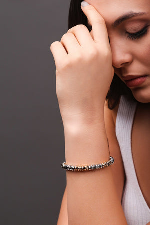 Bracelete Mola Sextavada 7 mm Mix de Banho