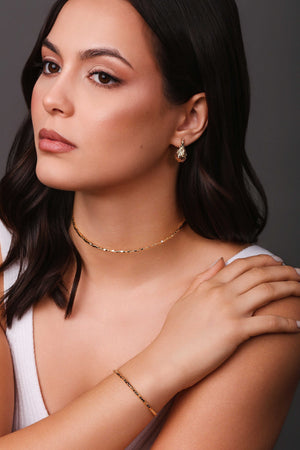 Bracelete Mola Quadrados 2 mm Banhado a Ouro 18K