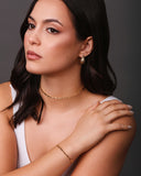 Bracelete Mola Quadrados 2 mm Banhado a Ouro 18K