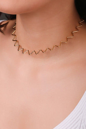 Aro Fio Zig Zag 2 mm Banhado a Ouro 18K - 35 cm