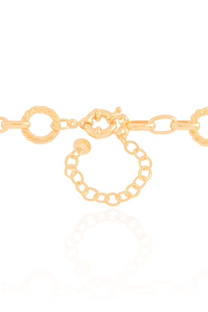 Gargantilha Elos Redondos Detalhados 1.3 Cm Banhado a Ouro 18K - 40 cm