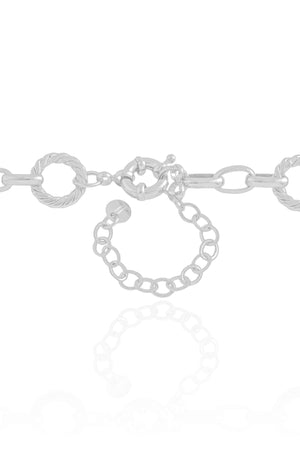 Gargantilha Elos Redondos Detalhados 1.3 cm Ródio Branco - 40 cm