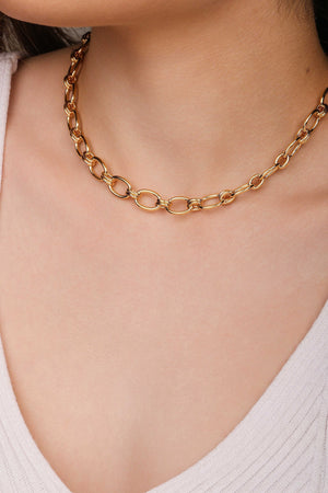 Gargantilha Elos Ovais 9 mm Banhado a Ouro 18K - 40 cm