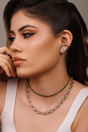 Gargantilha Elos Ovais 9 mm Ródio Branco - 40 cm