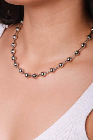 Choker Canutilhos Bolas Lisas Ródio Branco