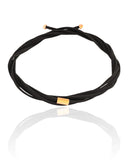 Cordão Camurça Preta Retângulo 4 mm Banhado a Ouro 18K - 1,5 m