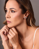 Ear Cuff Flores Lisas e Cravejadas Cristal Ródio Branco